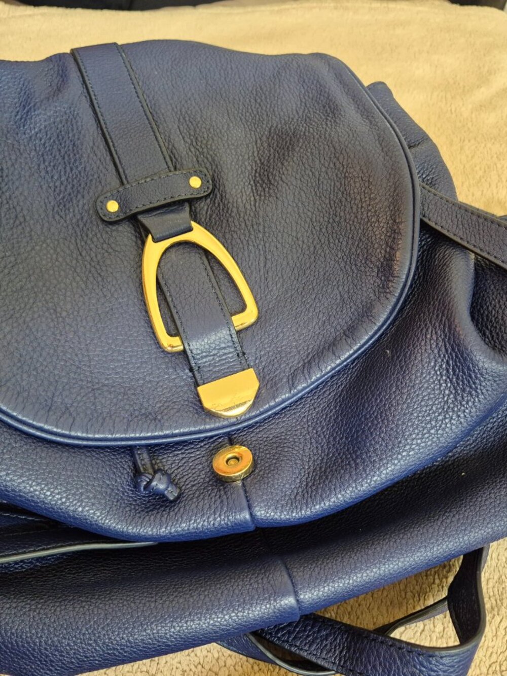 G.I.L.I. Genuine Leather Navy Blue Backpack